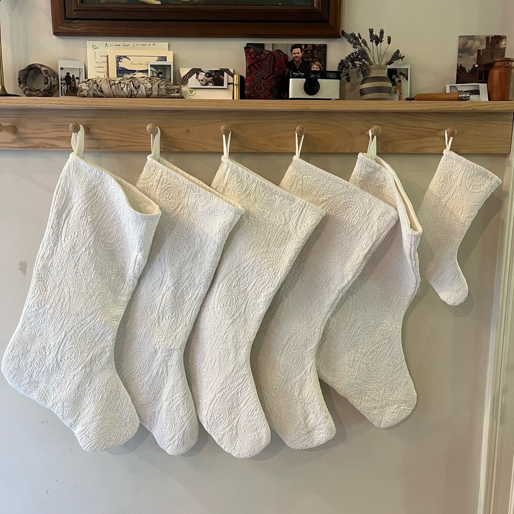 Handmade Christmas stockings and tree skirt